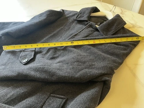 Men's Long Heavyweigth Wool Overcoat – Charcoal/Gray/Black– Belted Winter Coat image 7
