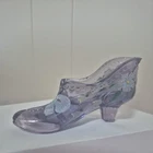 Fenton Glass Shoe Hand Painted Signed Lavender