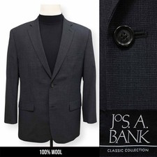 JOS A BANK mens gray patterned WOOL sport coat suit jacket blazer SLIM FIT 43 R