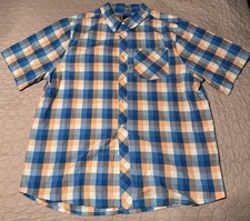 Browning Men's XL Plaid Short Sleeve Button-Up Shirt Blue Orange