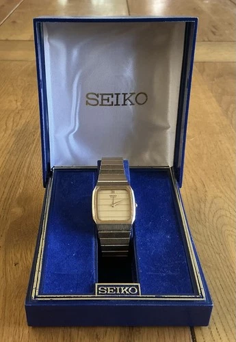 Seiko Vintage Tank Watch 6530 - 5540 Gold Colour Boxed