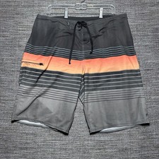 O'Neill Board Shorts Men's Size 36 Gray Orange Striped Summer Beach