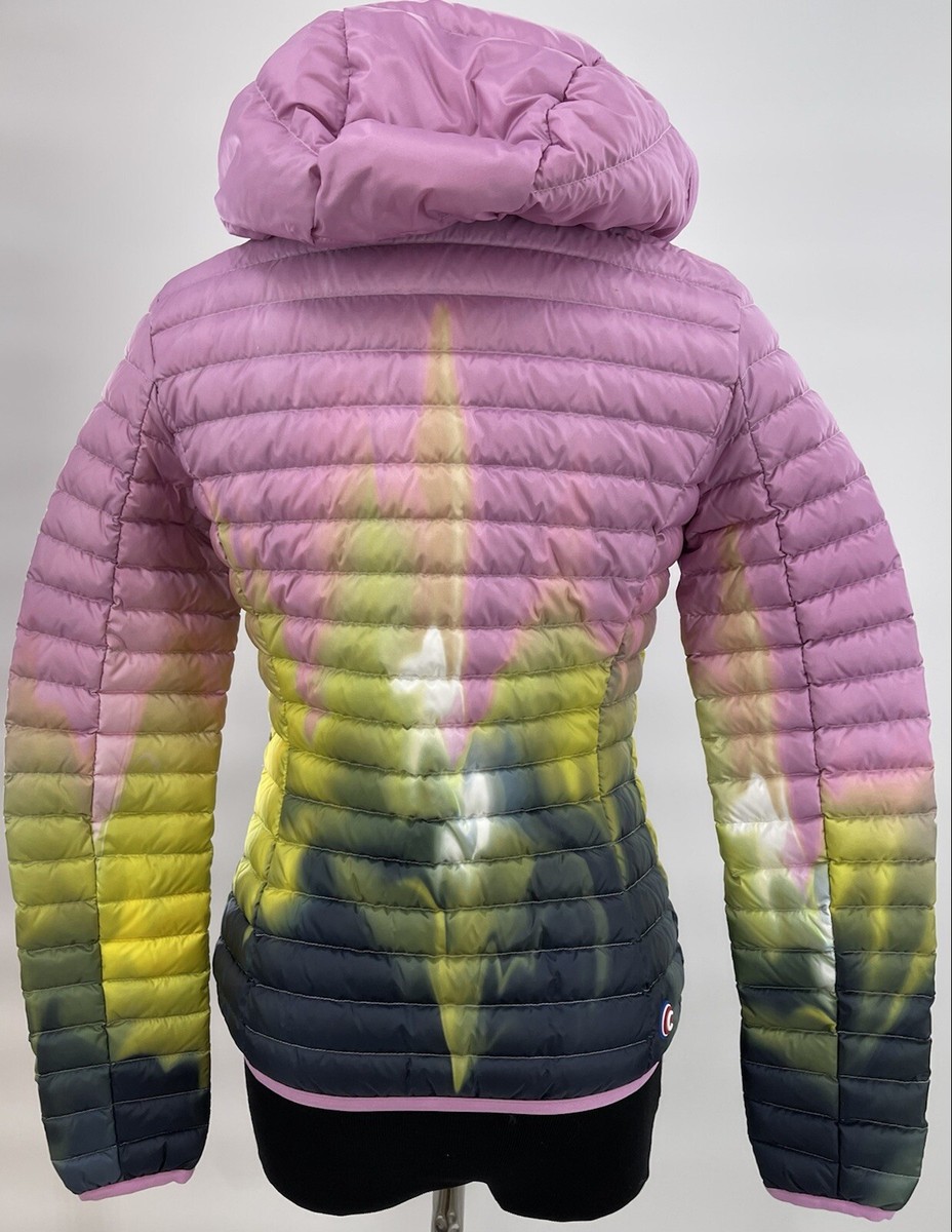 Colmar Womens Tie-dye Effect Down Jacket Hoodie Sz 38 USA 2