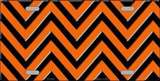 Orange Black Chevron Metal Novelty License Plate Tag Lp5036