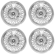 New 15 Chrome Aftermarket Universal Plastic Wire Spoke Wheelcover Hubcaps Set