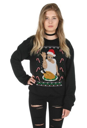 Salt Bae Christmas Sweater Jumper Top Xmas Sweatshirt Funny Snow Turkey Meme - Picture 3 of 9
