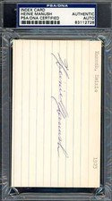 Heinie Manush PSA DNA Signed 3x5 Index Card Autograph