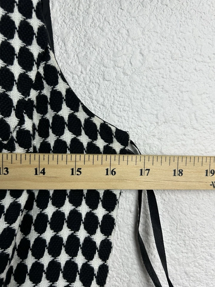 Loft Wool Blend Black White Houndstooth Polka Dot Sleeveless Shift Mod Dress 6P - Image 4 of 4