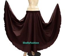 Coffee Cotton 360 Full Circle Long Skirt Belly Dancing Clothing Tribal Costum