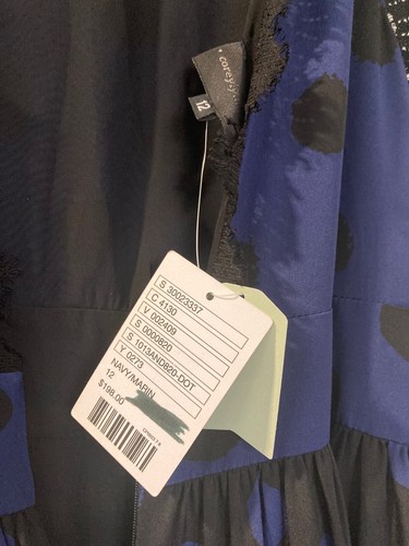 NWT Corey Lynn Calter Anthropologie Split Dots in Blue Black Polka Dot Open Back - Picture 7 of 7