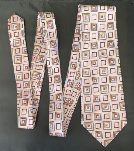Corbata de cuello de seda a cuadros geométricos rosa tejido iridiscente Khaisilk 60" 3,75" - Imagen 1 de 4