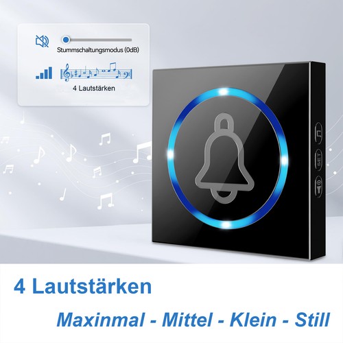 LED Funkklingel Türklingel Funk Set Haustür Plug-in Doorbell Klingel 38 Melodien - Bild 4 von 15