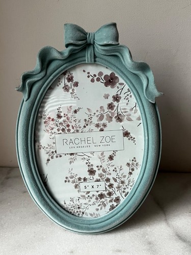 Teal Velvet Bow on top Photo Picture Oval Frame 5x7 Ornate Baroque NEW.. - Picture 2 of 11