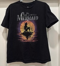 Disney The Little Mermaid Ariel Princess Silhouette Sunset Black T-shirt Adult L