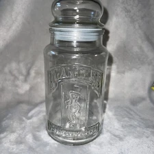 Vtg 1981 75th Anniversary Planters Mr. Peanut Glass Jar  Canister with Lid 8”