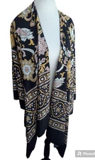 NWT Cupshe Women's One Size Beach Cover-Up Scarf Boho Kimono Floral Black Beige