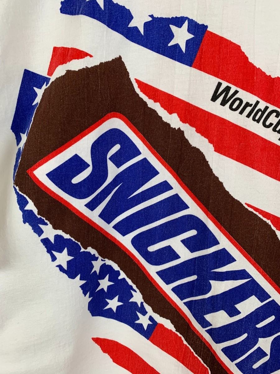 World Cup USA 94 Snickers Vintage 90s T Shirt Men White sz L | eBay