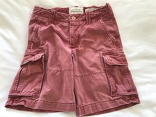 Vntg Abercrombie Boy's RED Heavy Distressed Destroyed Cargo Shorts Size 14 yrs