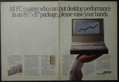 1990 COMPAQ LTE Personal Computers 2 Page Magazine Ad