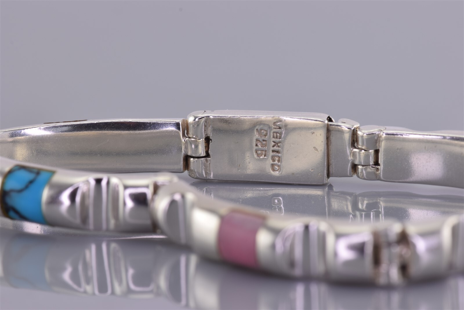 Sterling Silver Solid Gemstone Accented Hinged Ba… - image 4