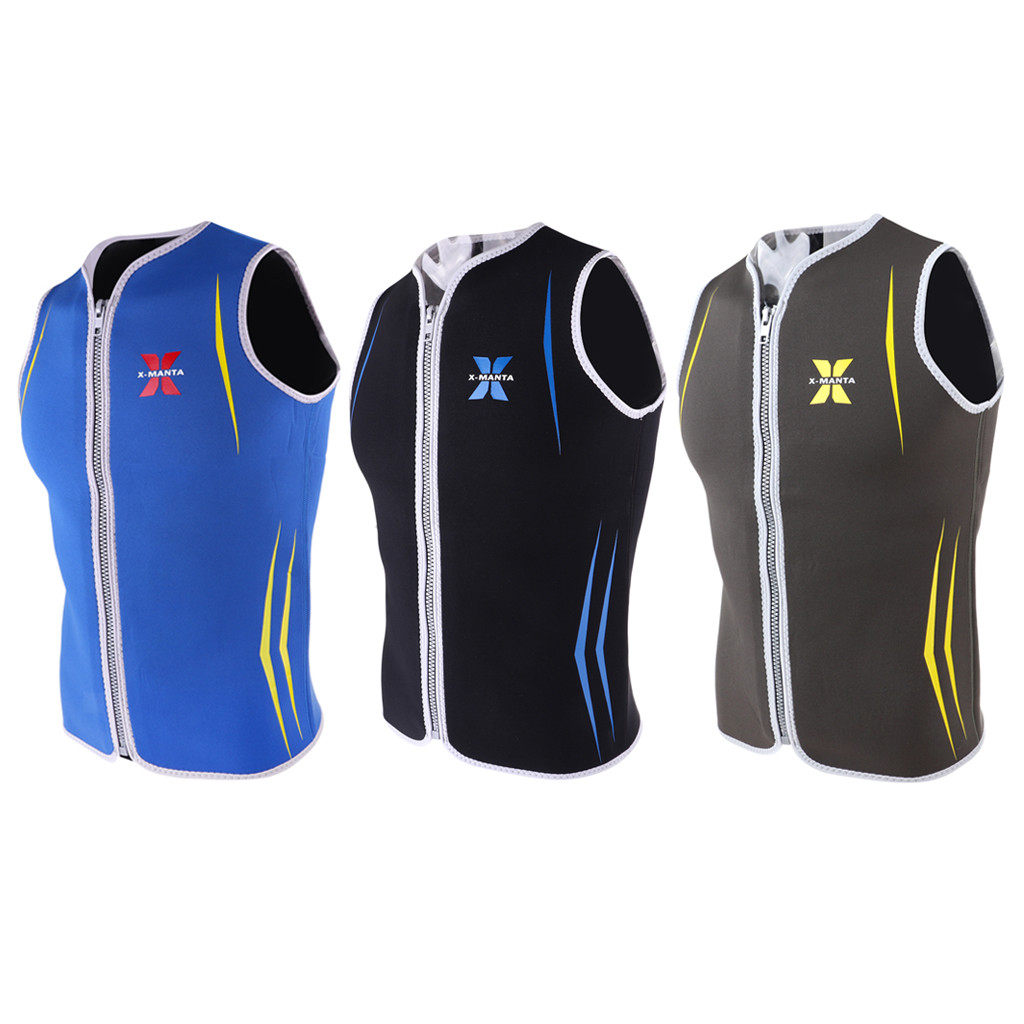Men's 3mm Rash Vest Front Zipper Sleeveless Wetsuit Vest Scuba Diving