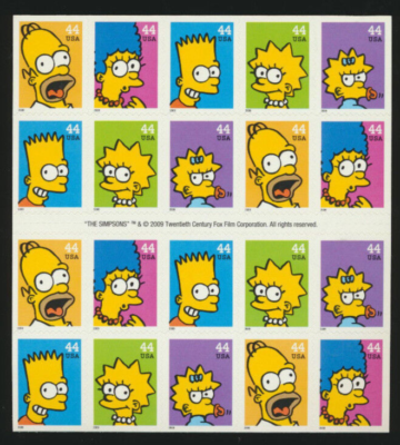 #ad The Simpsons 2009 Mint NH Full Sheet of 20 Stamps #4399 4403 Convertible Booklet $16.97