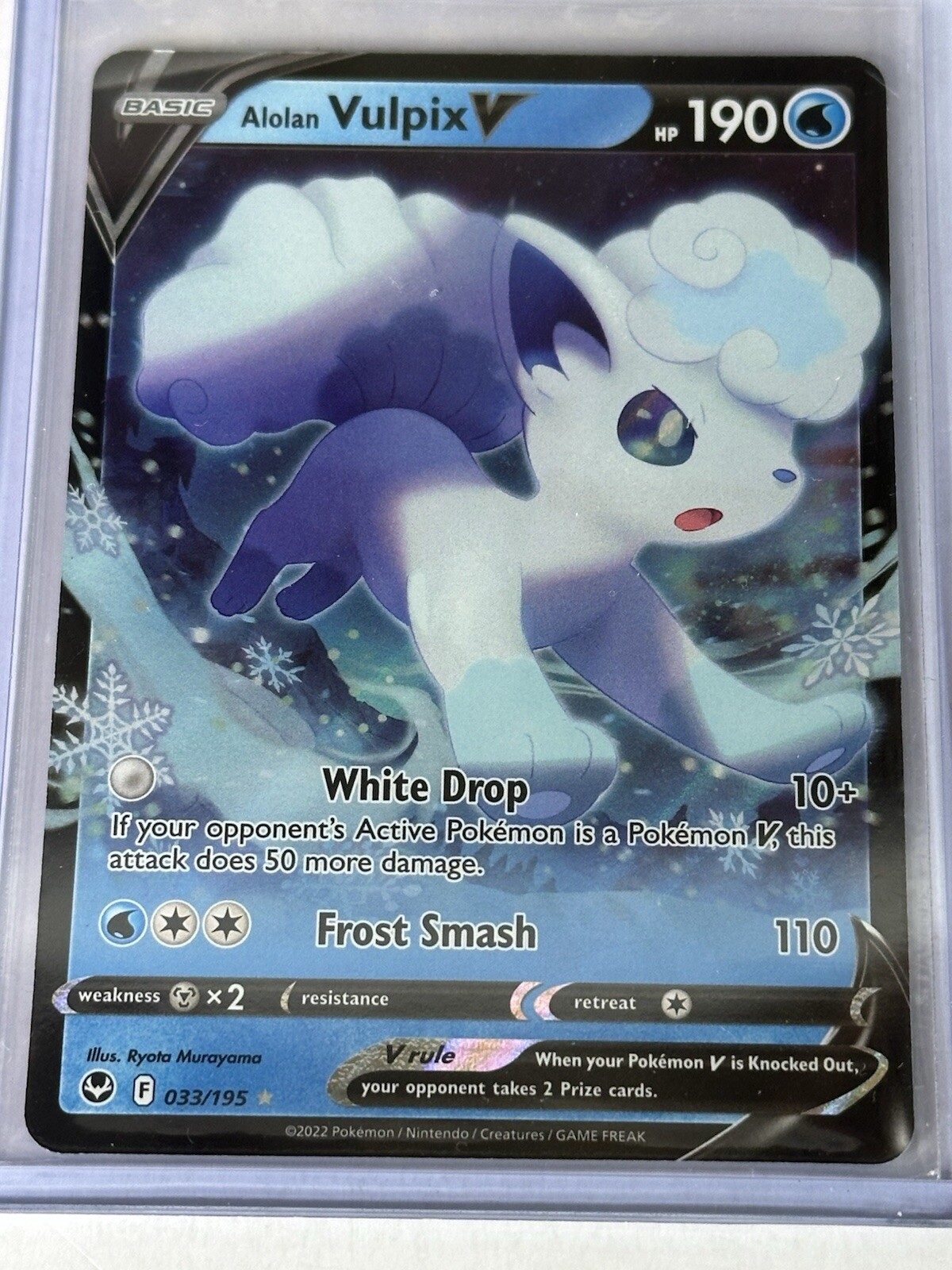Alolan Vulpix V Pokemon Silver Tempest 033/195 Ultra Rare NM