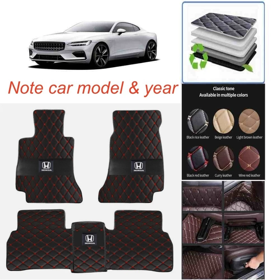For Honda All Weather Car Floor Mats Luxury Custom Liners Auto Pads Waterproof Foto 2 de 4
