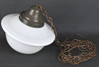 Vintage Hanging White Milk Glass Swag Lamp Light UFO Flying Saucer Globe