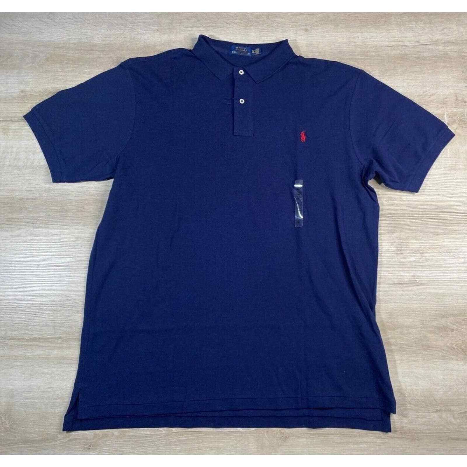 Polo RALPH LAUREN da uomo grande e alta blu navy ricamato pony stemma logo rete