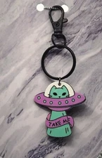 Adorable Cats In UFOs Keychain/ Zipper Pull!
