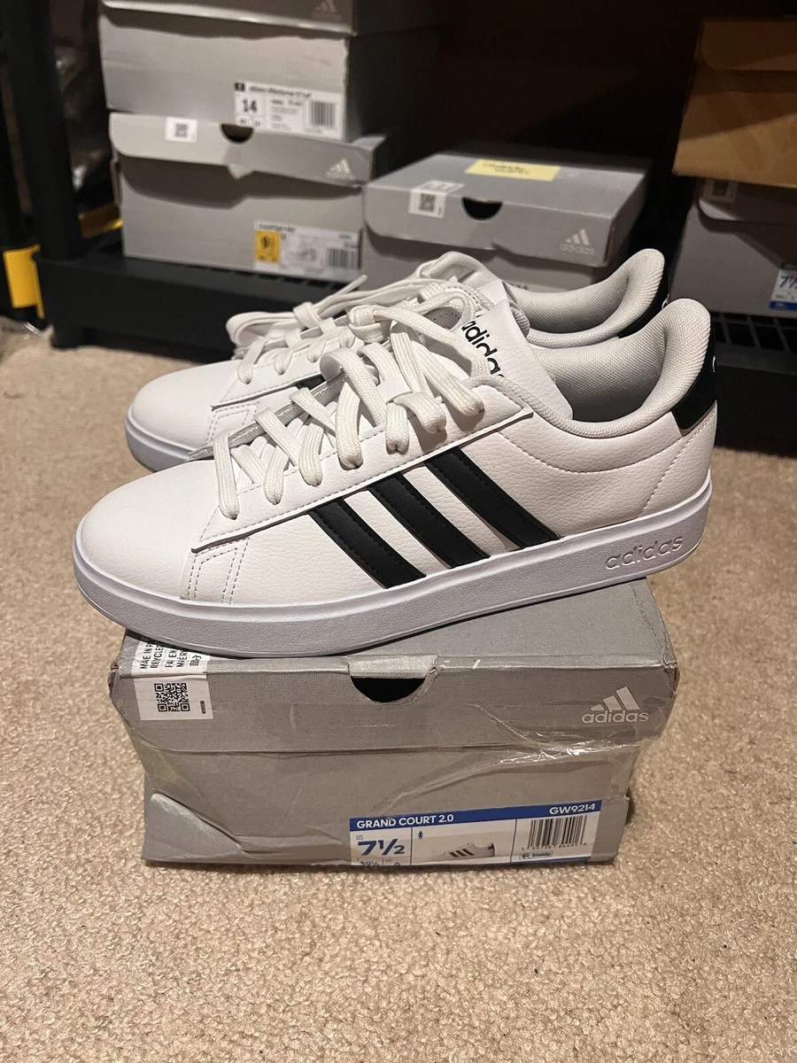 Adidas VL Court 2.0 White Stripe Sneaker Shoes Size 4.5 US