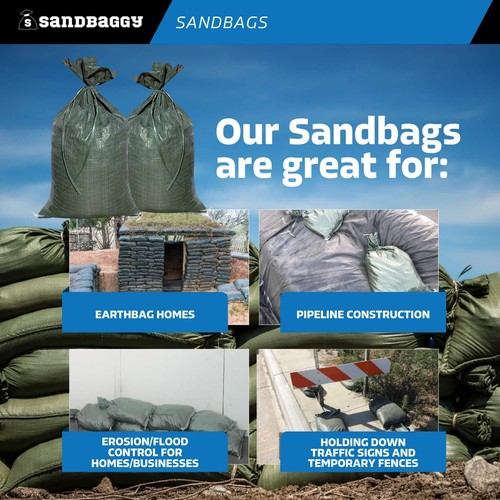 (15) Sandbags for Flooding - Green - Sandbags Empty - Sand Bags - Wholesale Bulk - Picture 5 of 12