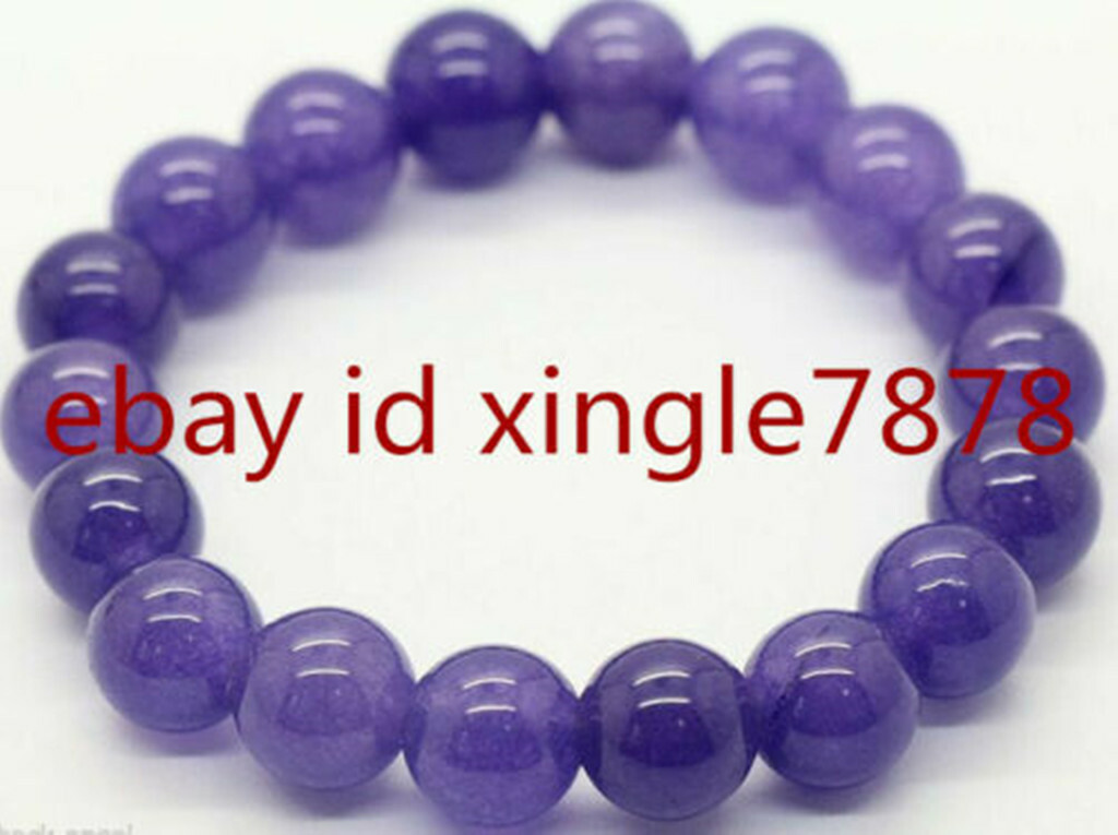 10pcs/Lot Matte Frosted Purple Stone Gem Stones Round Beads Stretchy Bracelet 7