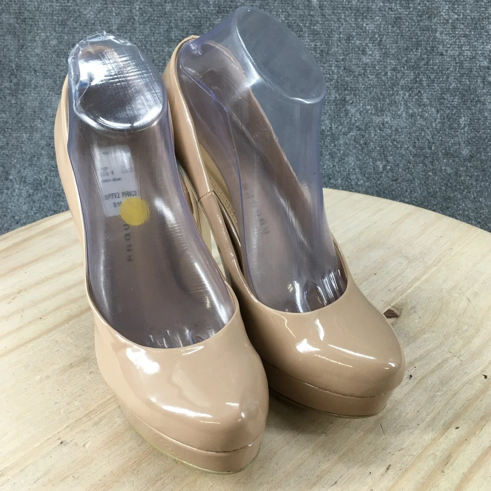 Zapatos de lavandería chinos para mujer 9 M zapatos de salón de vestir beige charol tacones altos Foto 3 de 4