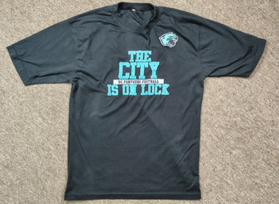 DC PANTHERS FOOTBALL Shirt Men XL Black CITY ON LOCK Stitched Graphic Semi Pro
