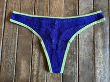 Vtg Victoria’s Secret XS Sheer Lace Bikini Thong String Panties W Lime Trim