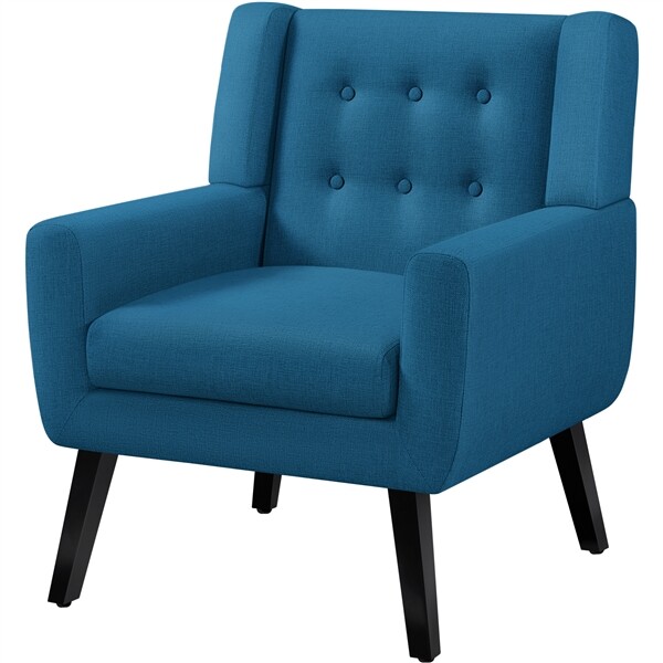 Button Tufted Armchair with Solid Wood Legs Accent Chair for Living Room