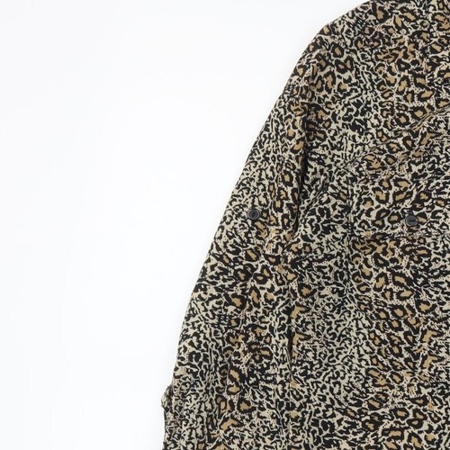 Notations Womens Brown Animal Polyester Blend Button-Up Size Sed - - Picture 6 of 12