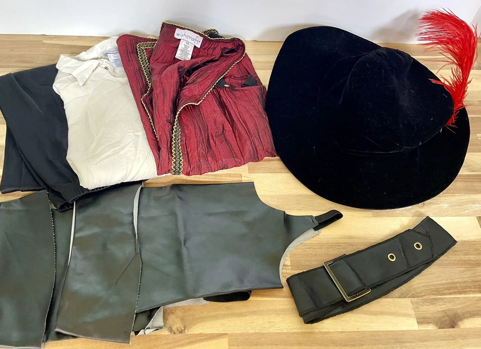 Disfraz de mosquetero para niños Wishcraft completo con sombrero Halloween niños talla 10 Foto 2 de 4