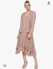 S.L. Fashions Women’s Two-Piece Dress With Embellished Jacket - Cashmere 