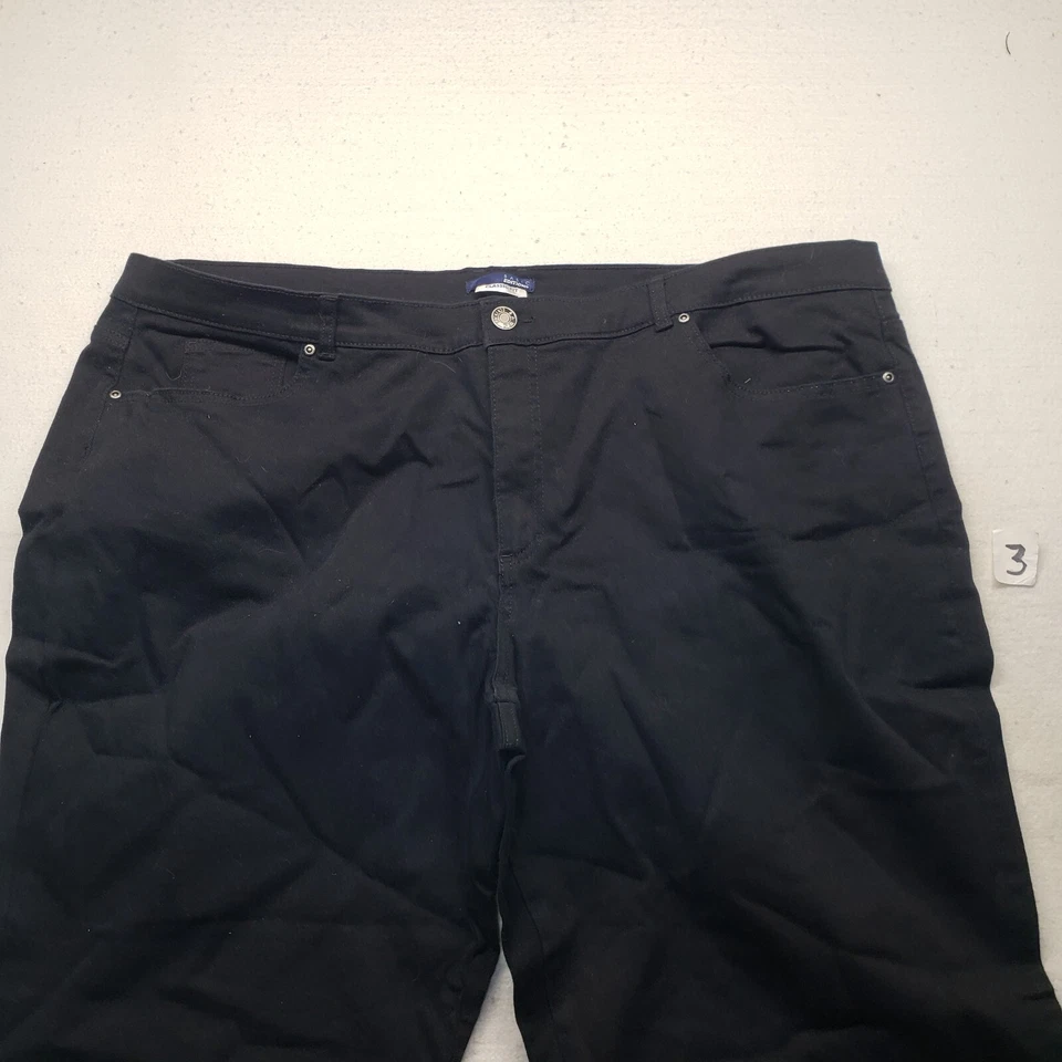 Basic Edition Solid Black Classic Fit 98% Cotton Straight Leg Pants Adult 26W - Image 2 of 4