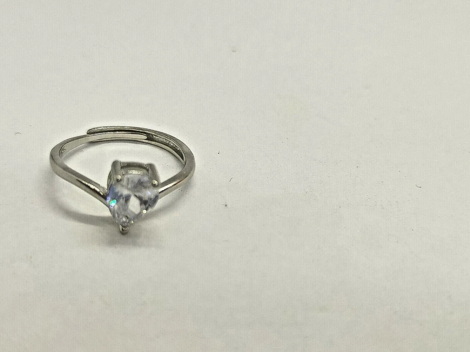 Anello Donna SOLITARIO in Argento 925 pietra gocciA zircone TIARA ORO BIANCO - Immagine 2 di 4