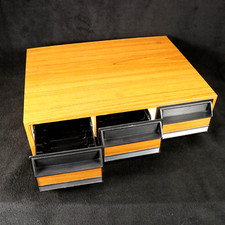 Cassette Tape Holder Faux Wooden 3 Drawer Storage Cabinet Case Holds 42 Vintage