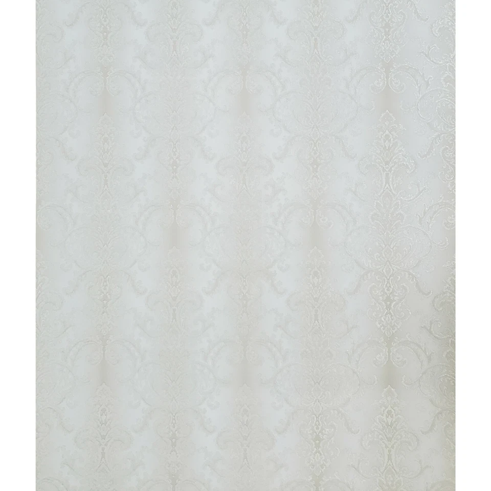 Embossed Wallpaper ombre off White ivory gold metallic textured Victorian damask - Image 4 of 4