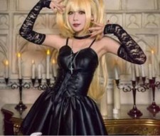 Death Note Misa Amane abito nero con guanti calze collo costume cosplay