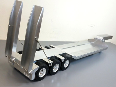 Aluminum Tamiya 1/14 Toy R/C Semi 3-Axle Low Boy Flatbed Deck Ramp Trailer