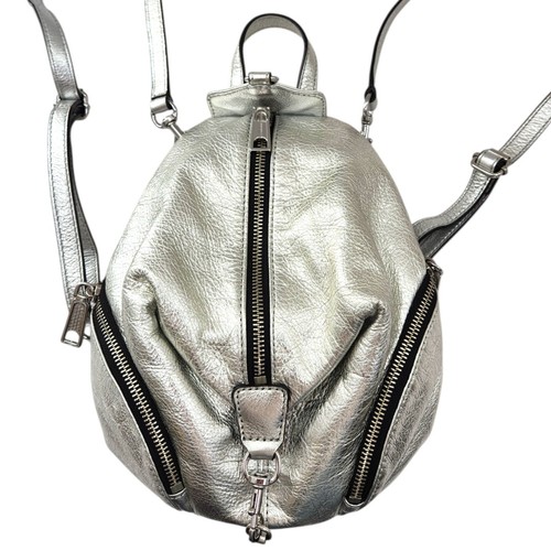Zaino a mano Rebecca Minkoff Julian in pelle argento 10" x 8" x 6" - Foto 5 di 10