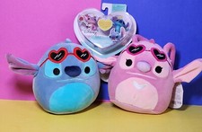 Squishmallows Disney Valentine's Day Stitch  Angel 6.5" NWT  2 Mini Figures