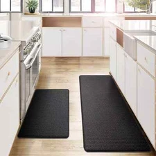 Kitchen Mats and Rugs Set of 2 - Cushioned Anti 17''x29''+17''x59'' Brown